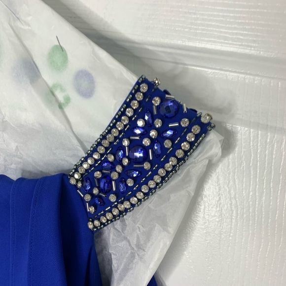 Fancy Schmancy Blue Beaded Detail Evening Gown - Picture 3 of 10